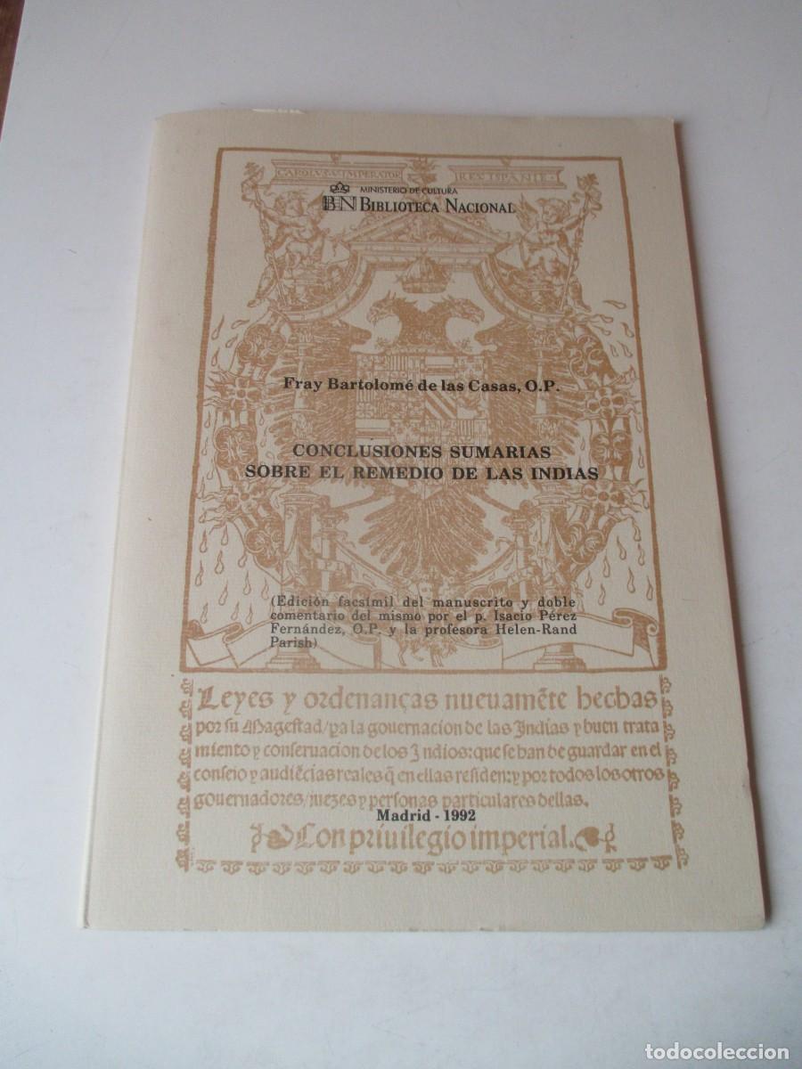 Libros de segunda mano: FRAY BARTOLOME DE LAS CASAS Conclusiones sumarias sobre el remedio de las Indias W41450