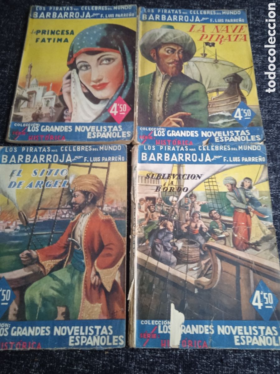 Libri di seconda mano: BARBARROJA LOS PIRATAS MAS CELEBRES DEL MUNDO 4 TOMOS COMPLETA / F. LUIS PARRE&Ntilde;O