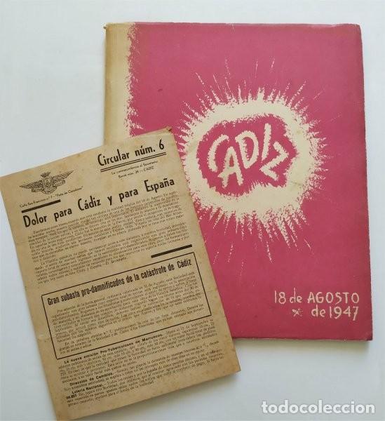 Libros de segunda mano: C&aacute;diz, 18 de agosto de 1947. C&aacute;diz, la m&aacute;rtir. Hojilla Sociedad Filat&eacute;lica Explosi&oacute;n y Cat&aacute;strofe