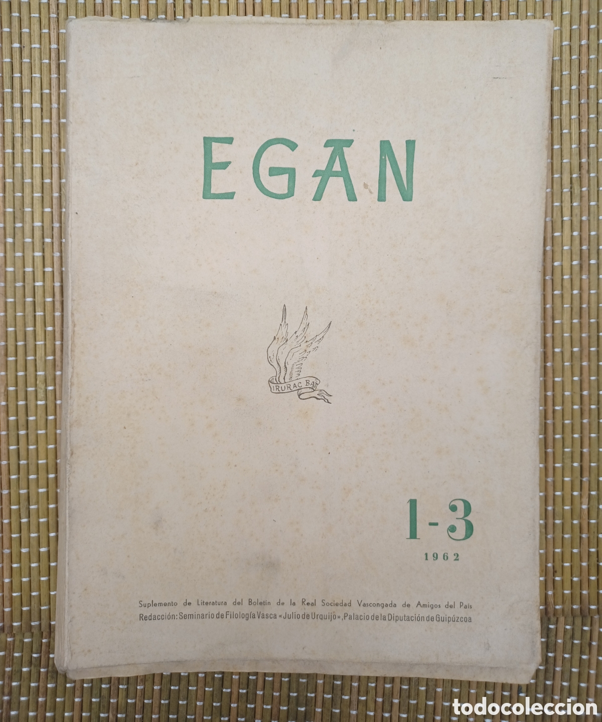 Libros de segunda mano: EGAN. BOLETIN DE LA REAL SOCIEDAD VASCONGADA DE AMIGOS DEL PAIS. 1-3. 1962