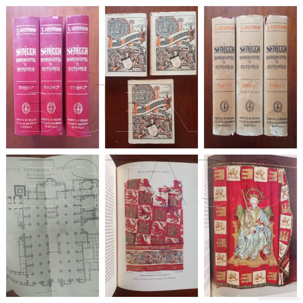 Livres d'occasion: SEVILLA MONUMENTAL Y ARTISTICA JOSE GESTOSO 3 TOMOS GRAN PLANO PLEGADO CM0