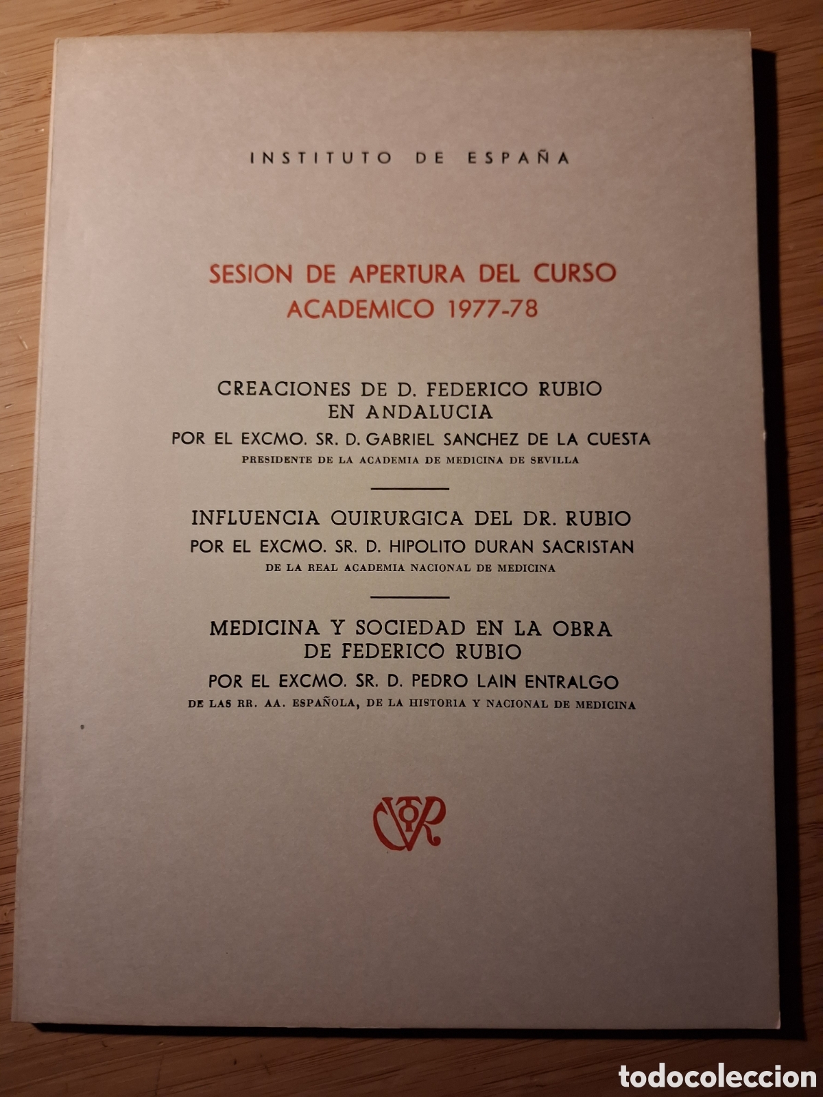 Libros de segunda mano: Sesi&oacute;n de apertura del Curso Acad&eacute;mico 1977-78 (Instituto de Espa&ntilde;a 1978)