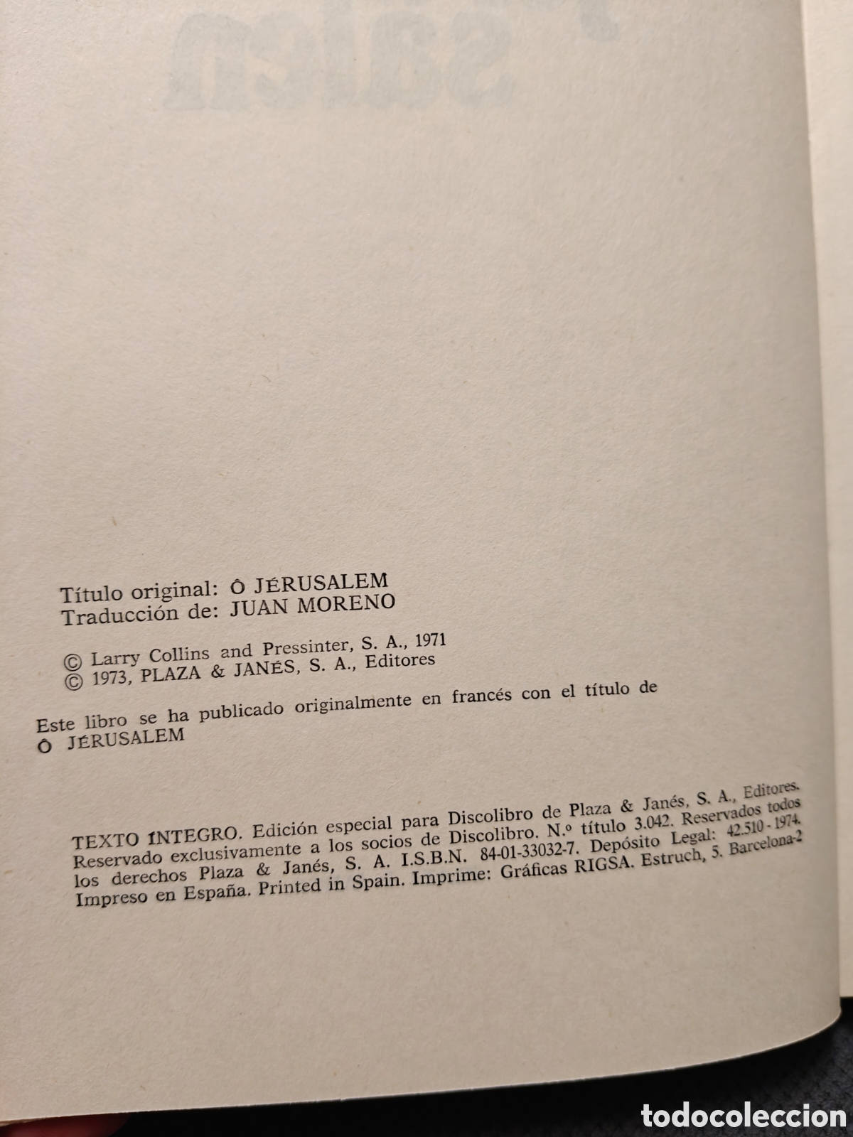 Libros de segunda mano: Oh, Jerusal&eacute;n, Dominique Lapierre - Foto 4