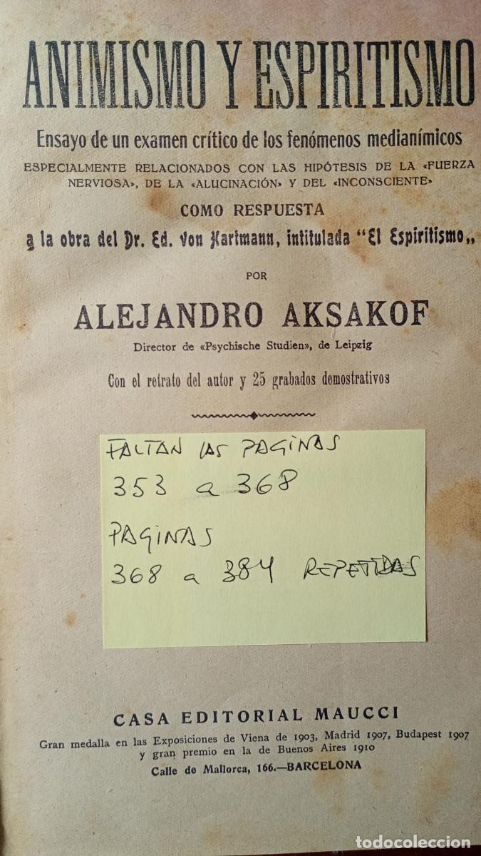 Libros de segunda mano: ANIMISMO Y ESPIRITISMO II. ALEJANDRO AKSAKOF - Foto 2