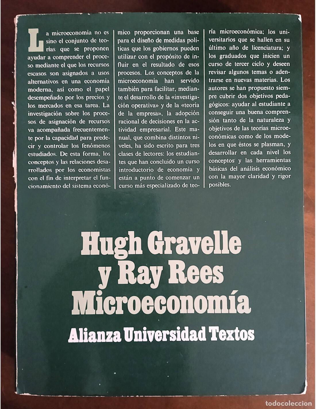 Gebrauchte B&uuml;cher: MICROECONOM&Iacute;A. GRAVELLE, Hugh y REES, Ray. Editorial Alianza. 1984.