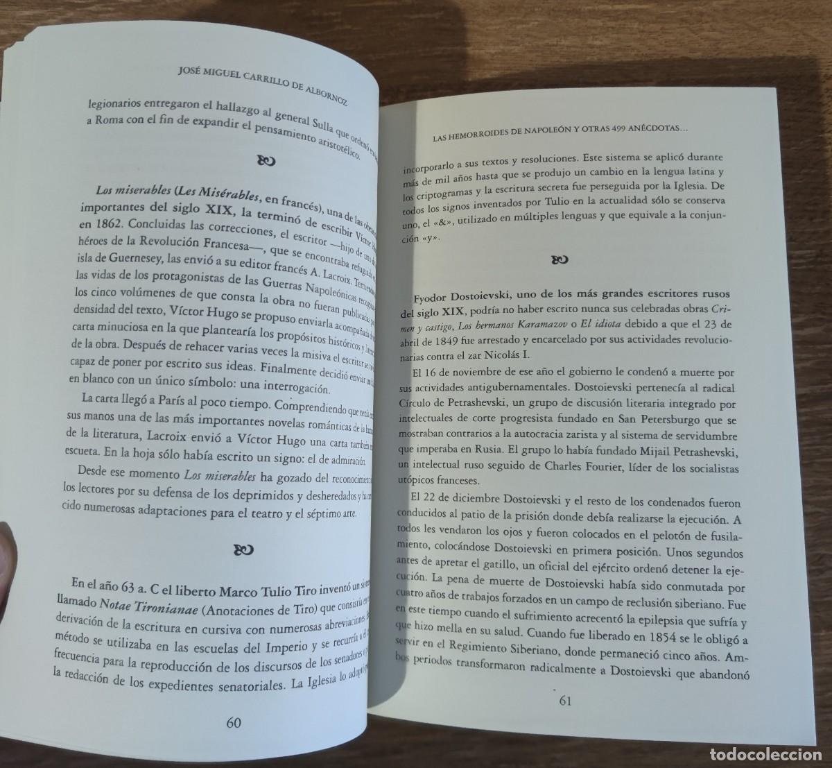 Libros de segunda mano: Libro - Las hemorroides de Napole&oacute;n (2009) Jos&eacute; Miguel Carrillo de Albornoz - Foto 3