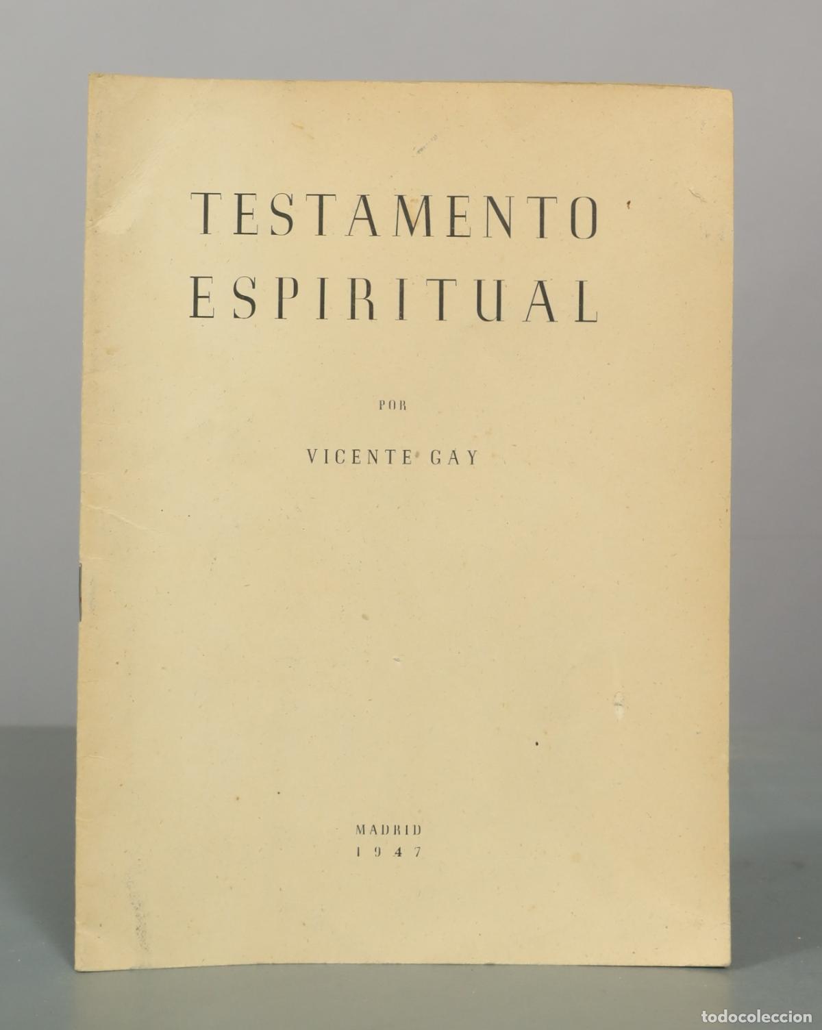 Libros de segunda mano: Testamento Espiritual - Vicente Gay - Editorial Estades