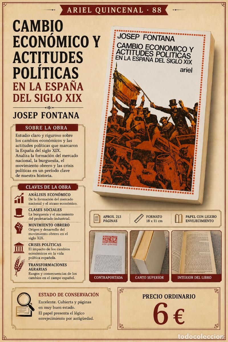 Libros de segunda mano: Josep Fontana. Cambio economico y actitudes politicas. PC: Siglo XIX, Espa&ntilde;a, Historia, Catalu&ntilde;a.