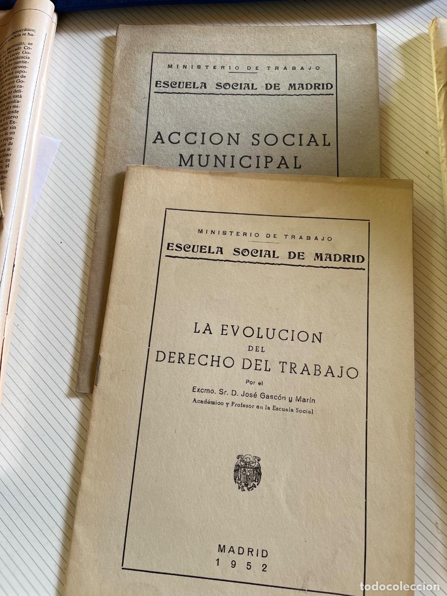 Libros de segunda mano: J. Gast&oacute;n y Mar&iacute;n La evoluci&oacute;n del Derecho del Trabajo/Acci&oacute;n social municipal, 1950/ 1952