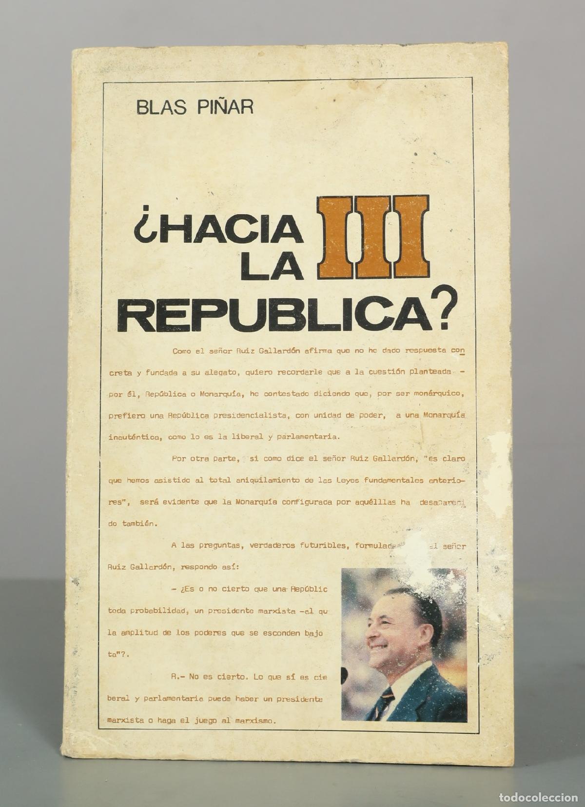Libros de segunda mano: &iquest;Hacia la III Rep&uacute;blica? - Blas Pi&ntilde;ar - Editorial Fuerza Nueva