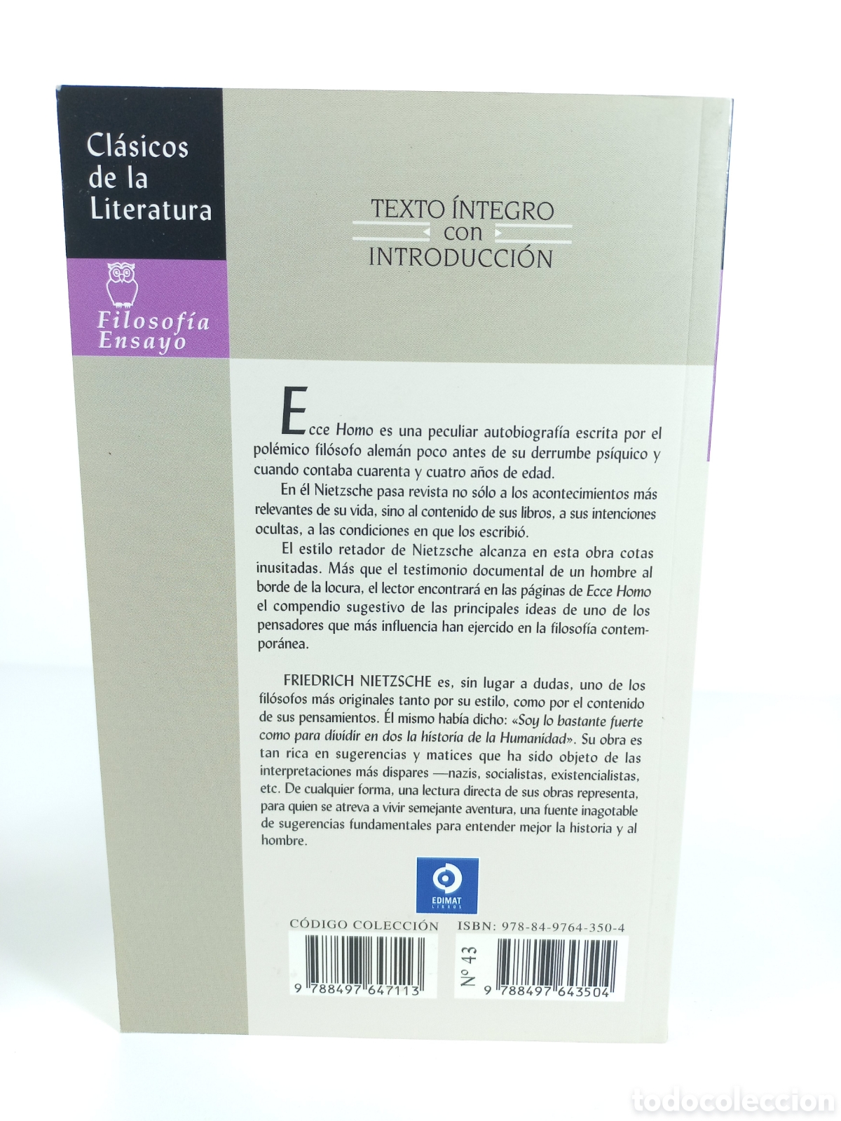 Libros de segunda mano: Ecce Homo. Friedrich Nietzsche. Edimat, 2003. - Foto 3