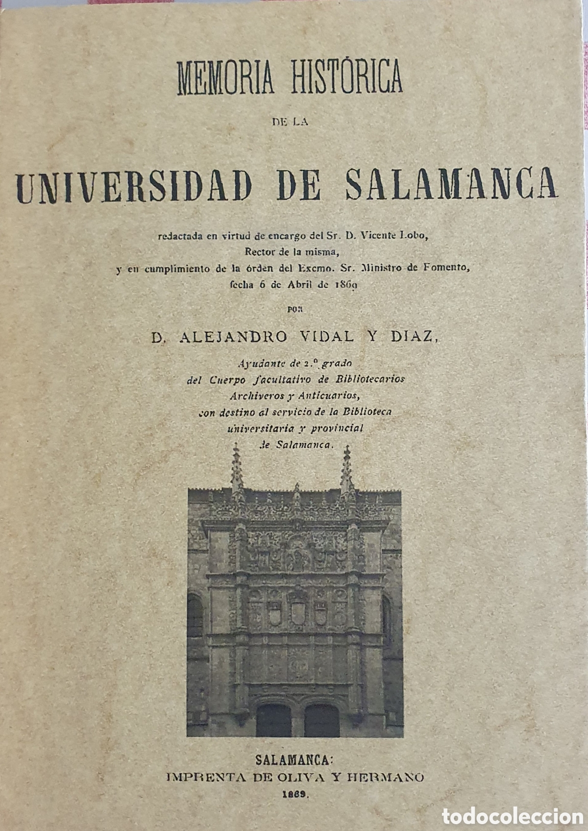 Libros de segunda mano: Memoria hist&oacute;rica de la Universidad de Salamanca Alejandro Vidal y diaz