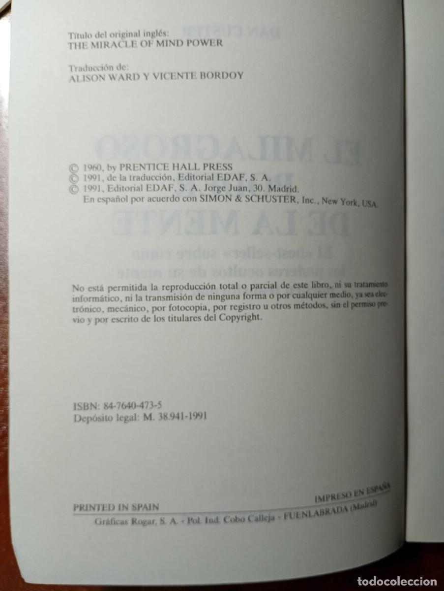 Libros de segunda mano: EL MILAGROSO PODER DE LA MENTE. DAN CUSTER - Foto 2