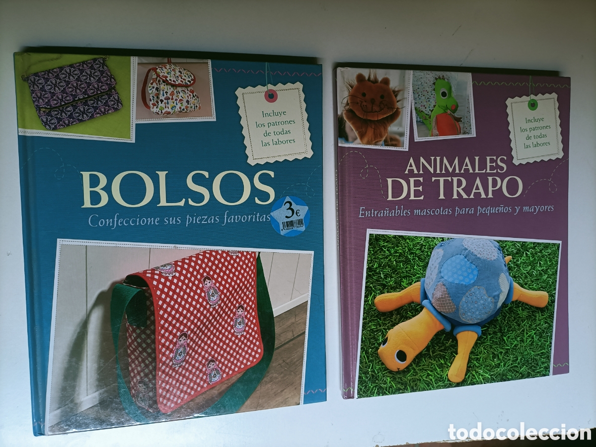 Libros de segunda mano: Lote de 2 libros. Bolsos confecciones sus piezas favoritas. Animales de trapo Artesan&iacute;a manualidades