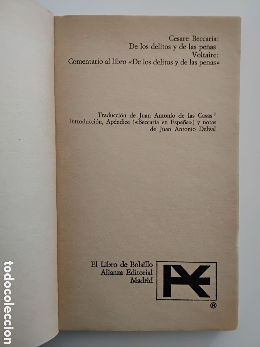 Libros de segunda mano: CESARE BECCARIA &ndash; DE LOS DELITOS Y DE LAS PENAS &ndash; CON EL COMENTARIO DE VOLTAIRE &ndash; 1986 - Foto 3