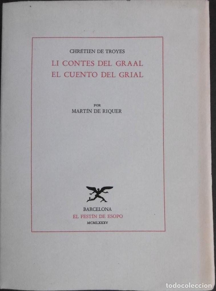 Libros de segunda mano: Chr&eacute;tien de Troyes - El cuento del Grial Biblio. Filol&oacute;gica. El Fest&iacute;n de Esopo 1985