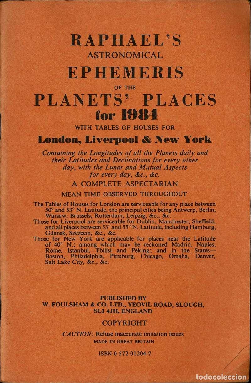 Libros de segunda mano: Raphael's Astronomical Ephemeris of the Planets' Places for 1984