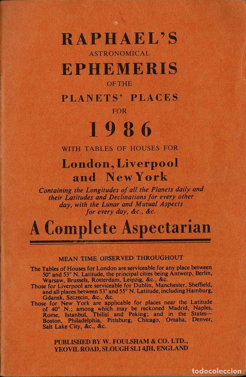 Libros de segunda mano: Raphael's Astronomical Ephemeris of the Planets' Places for 1986
