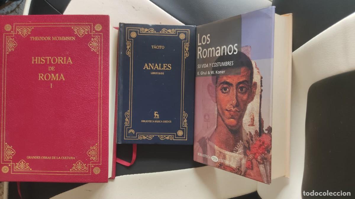 Libros de segunda mano: Lote 3 libros Roma. T&aacute;cito - Anales XI-XVI / Mommsen - H&ordf; Roma I / Guhl, Koner - Romanos, vida...