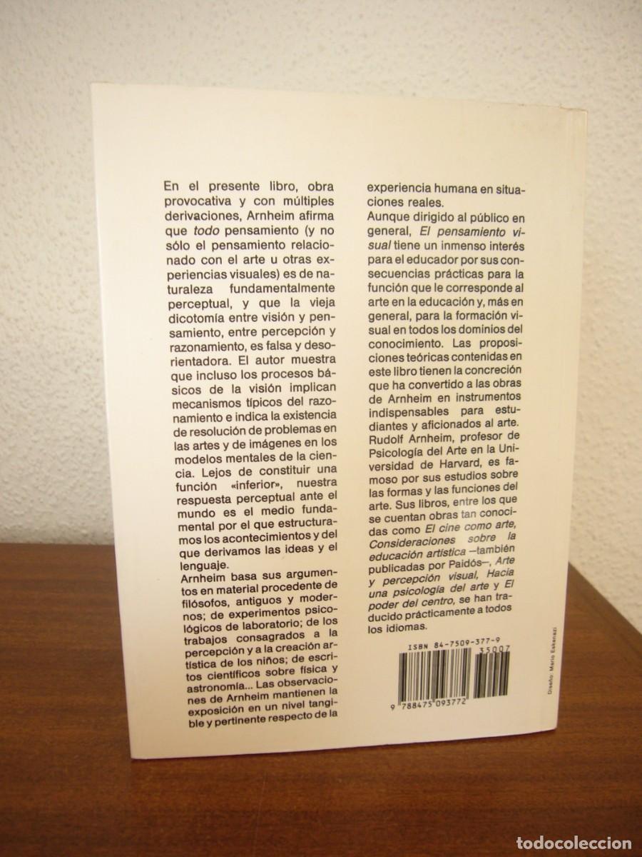 Libros de segunda mano: RUDOLF ARNHEIM: EL PENSAMIENTO VISUAL (PAID&Oacute;S, 2010) - Foto 3