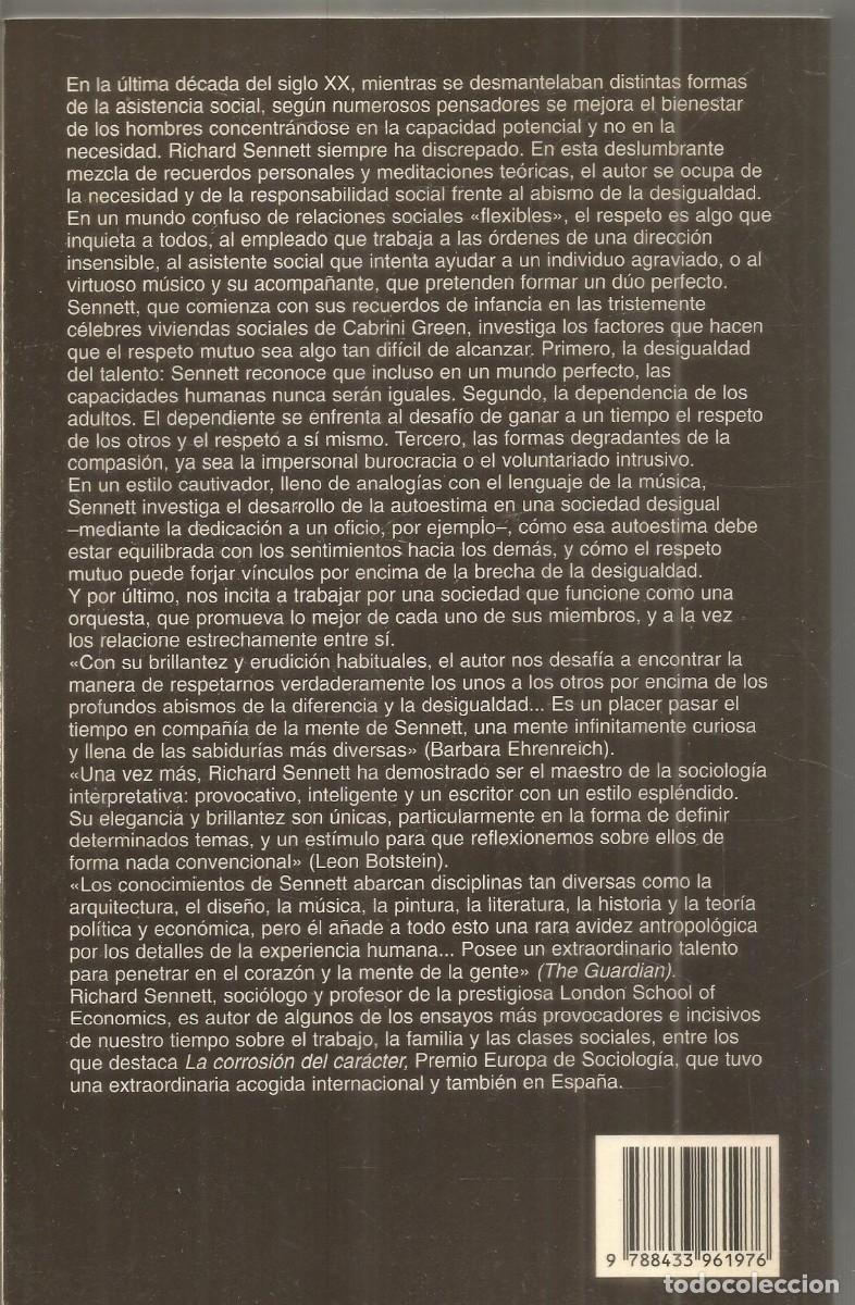 Libros de segunda mano: RICHARD SENNETT. EL RESPETO. ANAGRAMA. PRIMERA EDICION - Foto 2