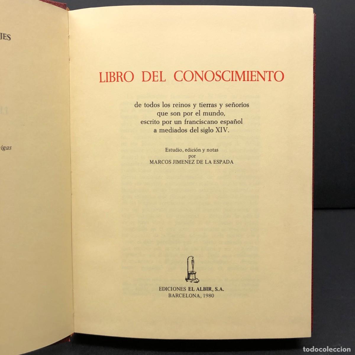Libros de segunda mano: LIBRO DEL CONOSCIMIENTO DE TODOS LOS REINOS Y TIERRAS. MARCOS JIMENEZ DE LA ESPADA - NUMERADO / 3294