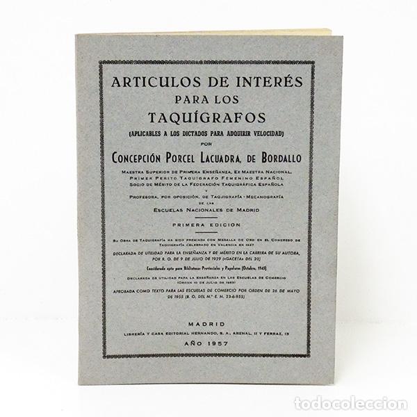 Libros de segunda mano: PORCEL LACUADRA, DE BORDALLO (Concepci&oacute;n). Art&iacute;culos de inter&eacute;s para los taqu&iacute;grafos