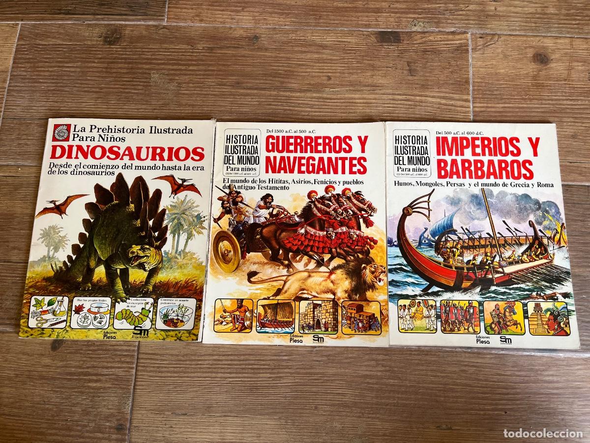 Libros de segunda mano: LOTE PLESA SM - HISTORIA ILUSTRADA - GUERREROS Y NAVEGANTES - IMPERIOS Y B&Aacute;RBAROS - DINOSAURIOS