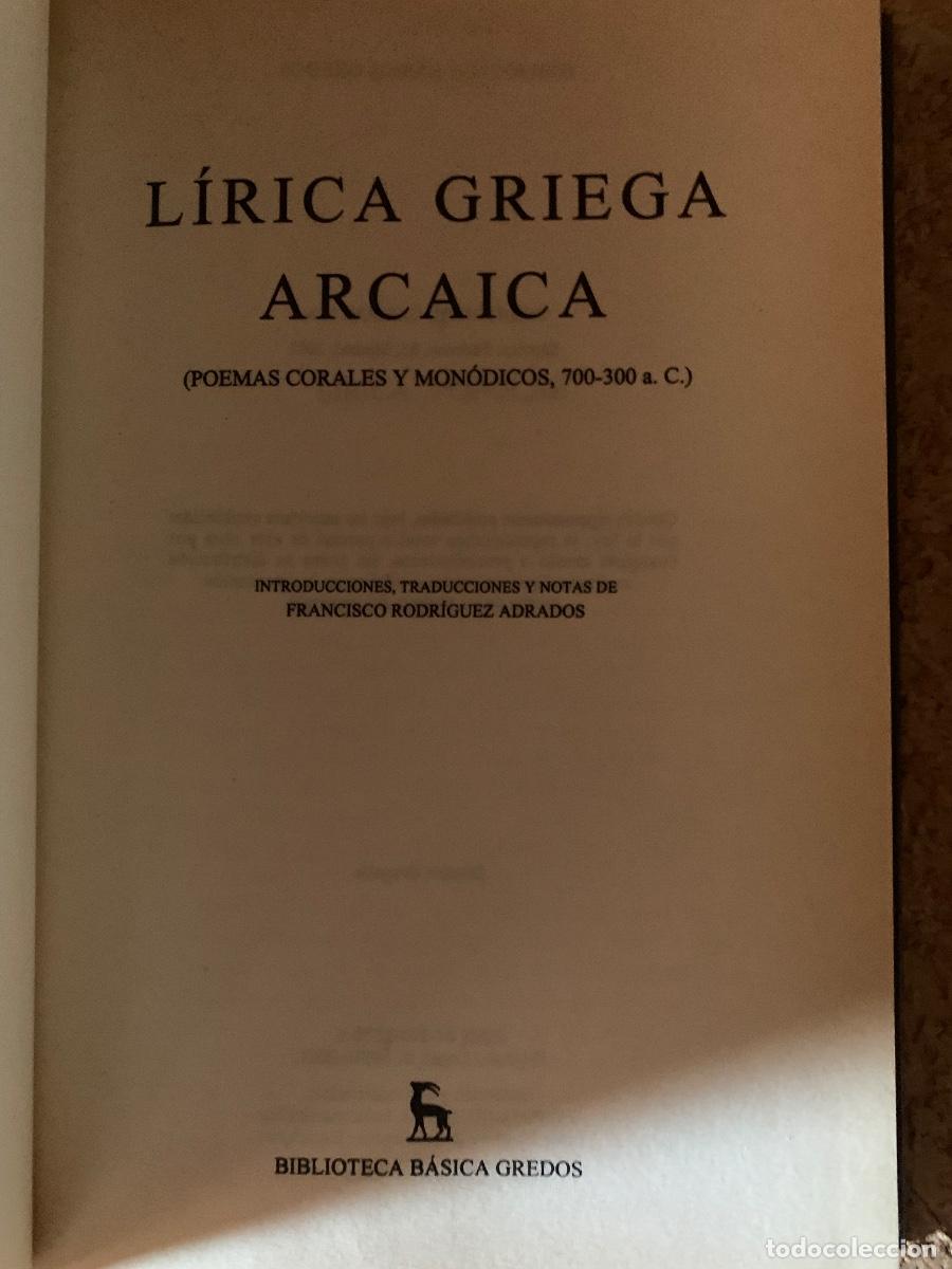 Libros de segunda mano: L&iacute;rica Griega Arcaica (Bols 49) - Foto 2
