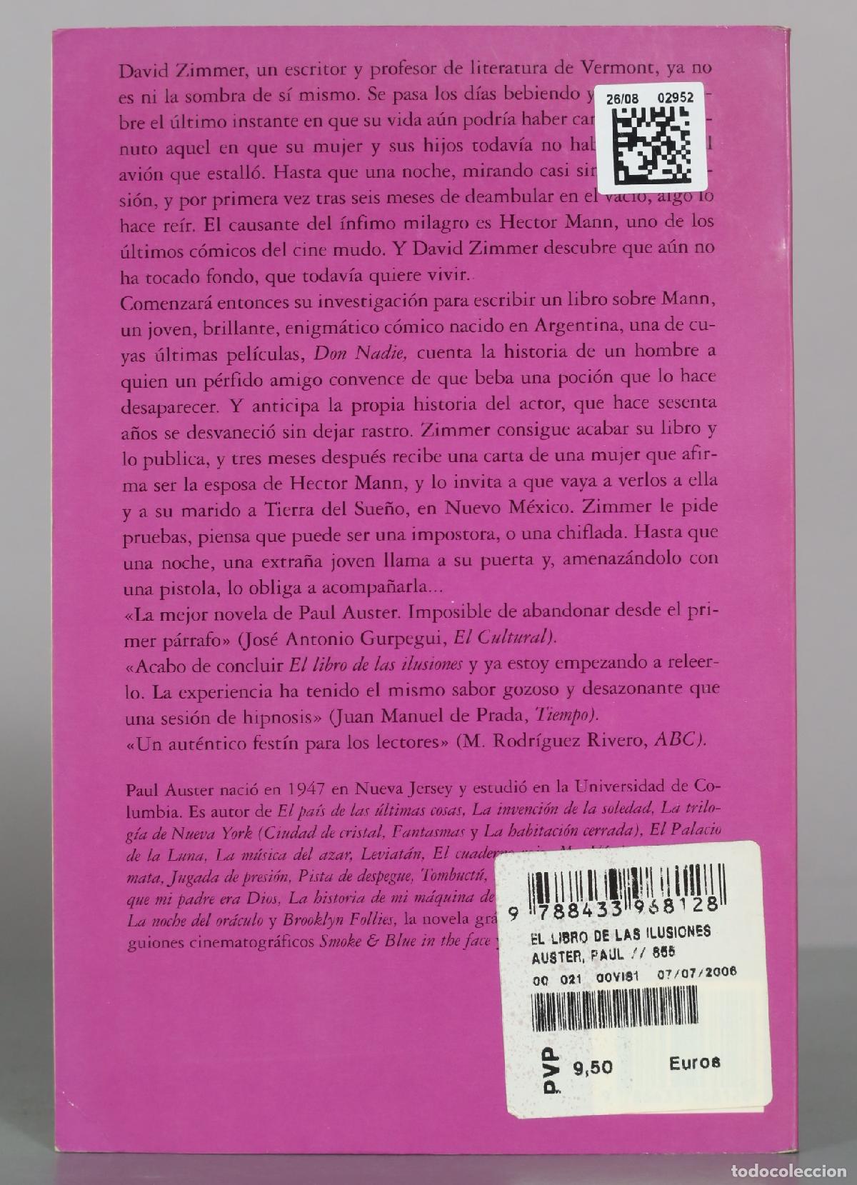 Libros de segunda mano: El libro de las ilusiones - Paul Auster - Anagrama - Foto 2