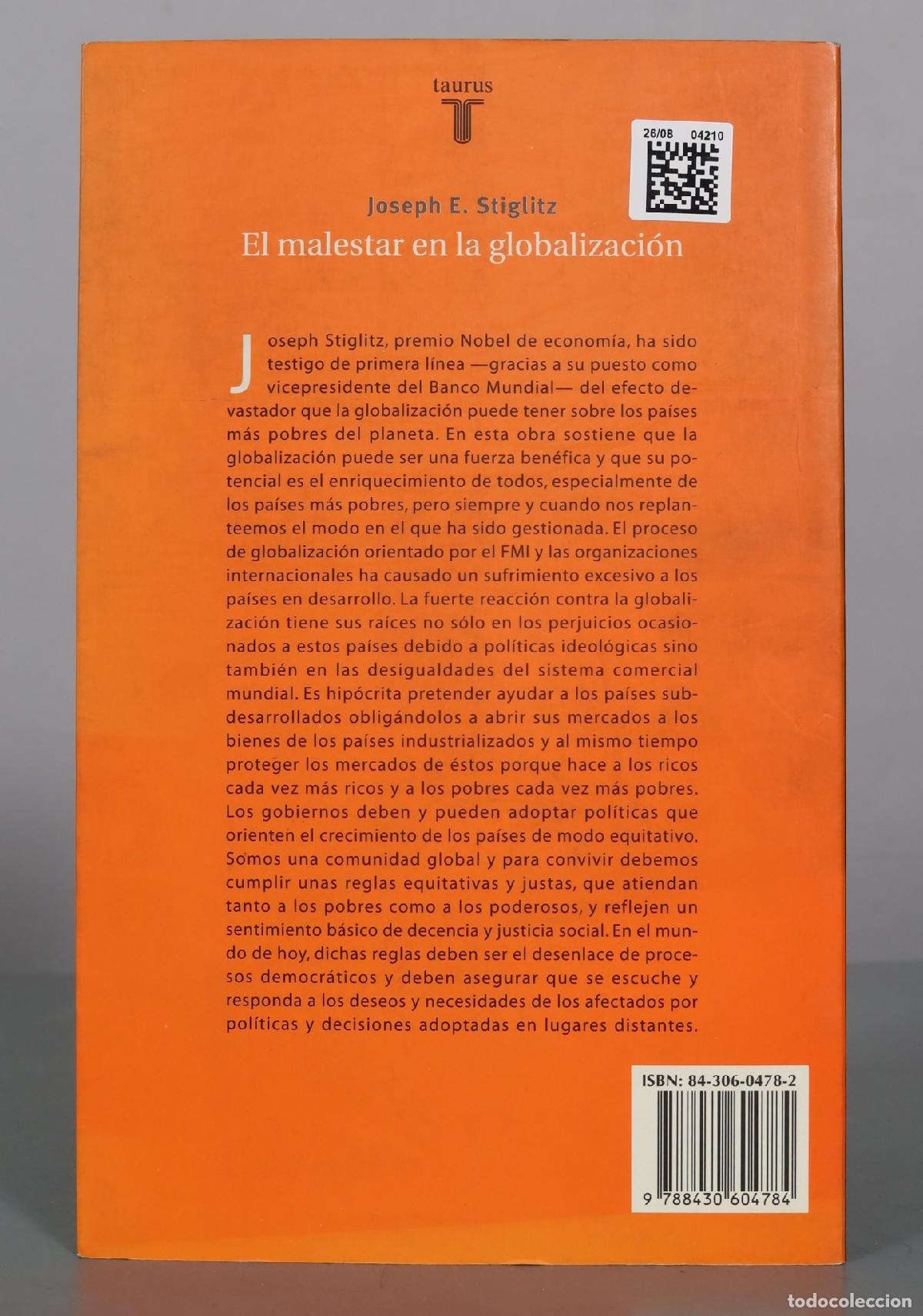 Libros de segunda mano: El malestar en la globalizaci&oacute;n - Joseph E. Stiglitz - Taurus - Foto 2