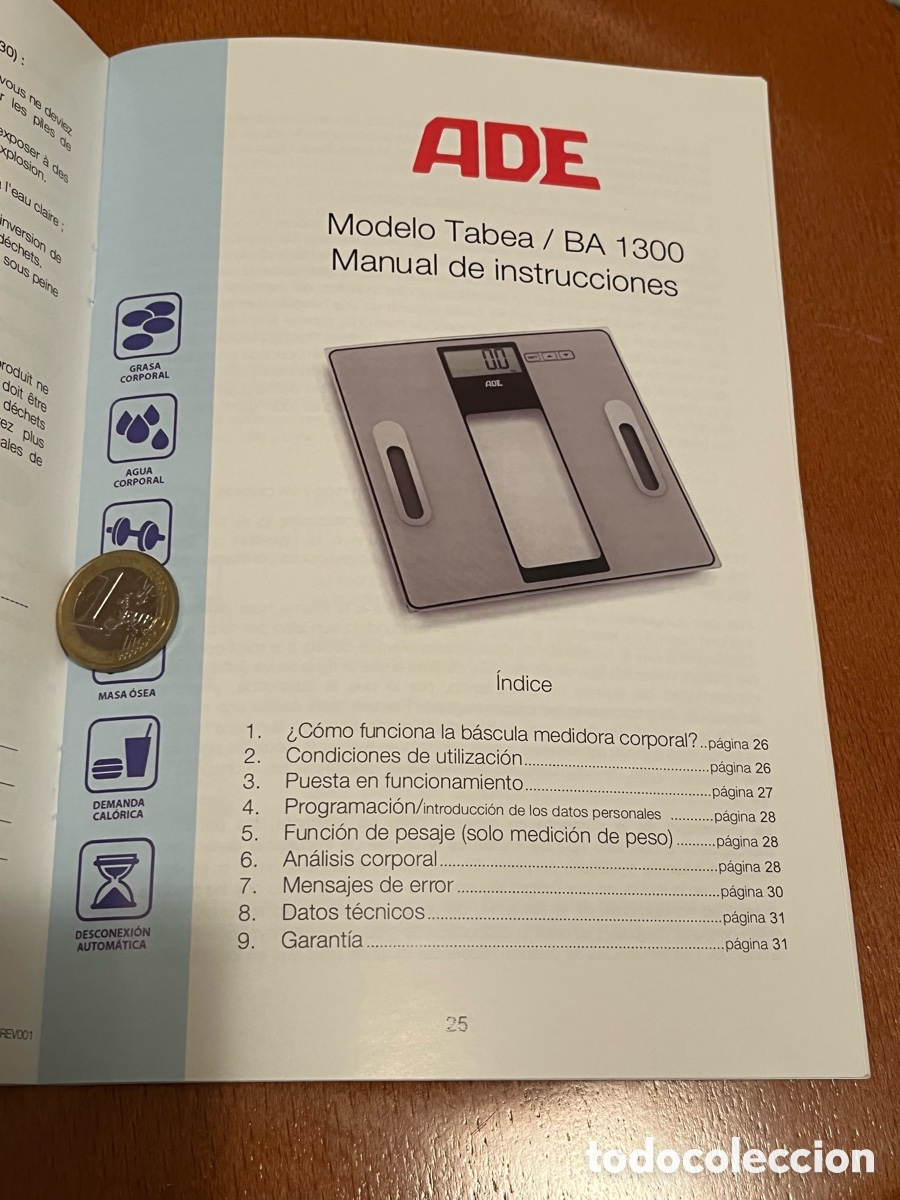 Livros em segunda m&atilde;o: Manual de instrucciones b&aacute;scula de ba&ntilde;o ADE TABEA / BA 1300. Operating instructions
