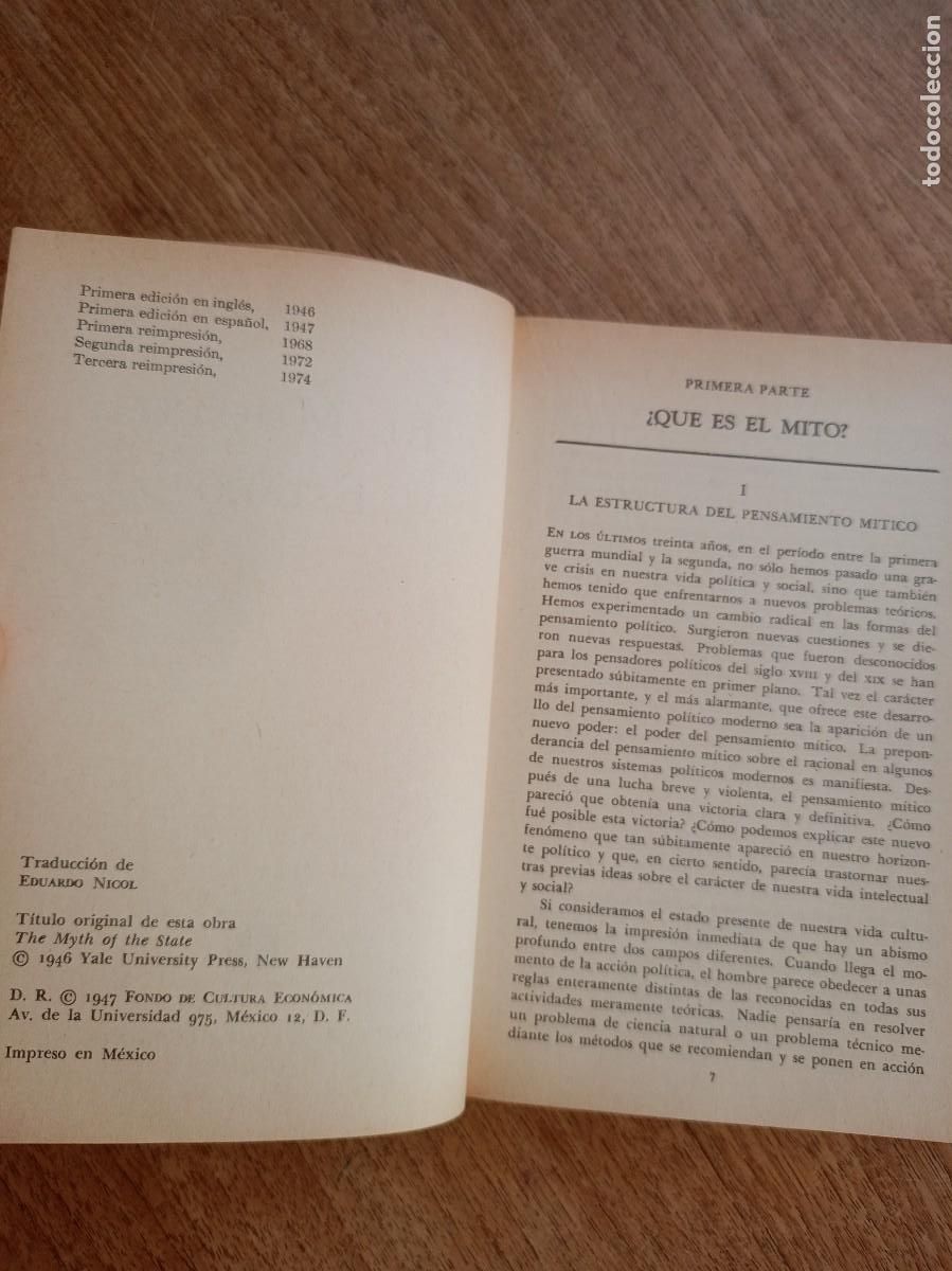 Libros de segunda mano: EL MITO DEL ESTADO. ERNEST CASSIRER. 1974 - Foto 3