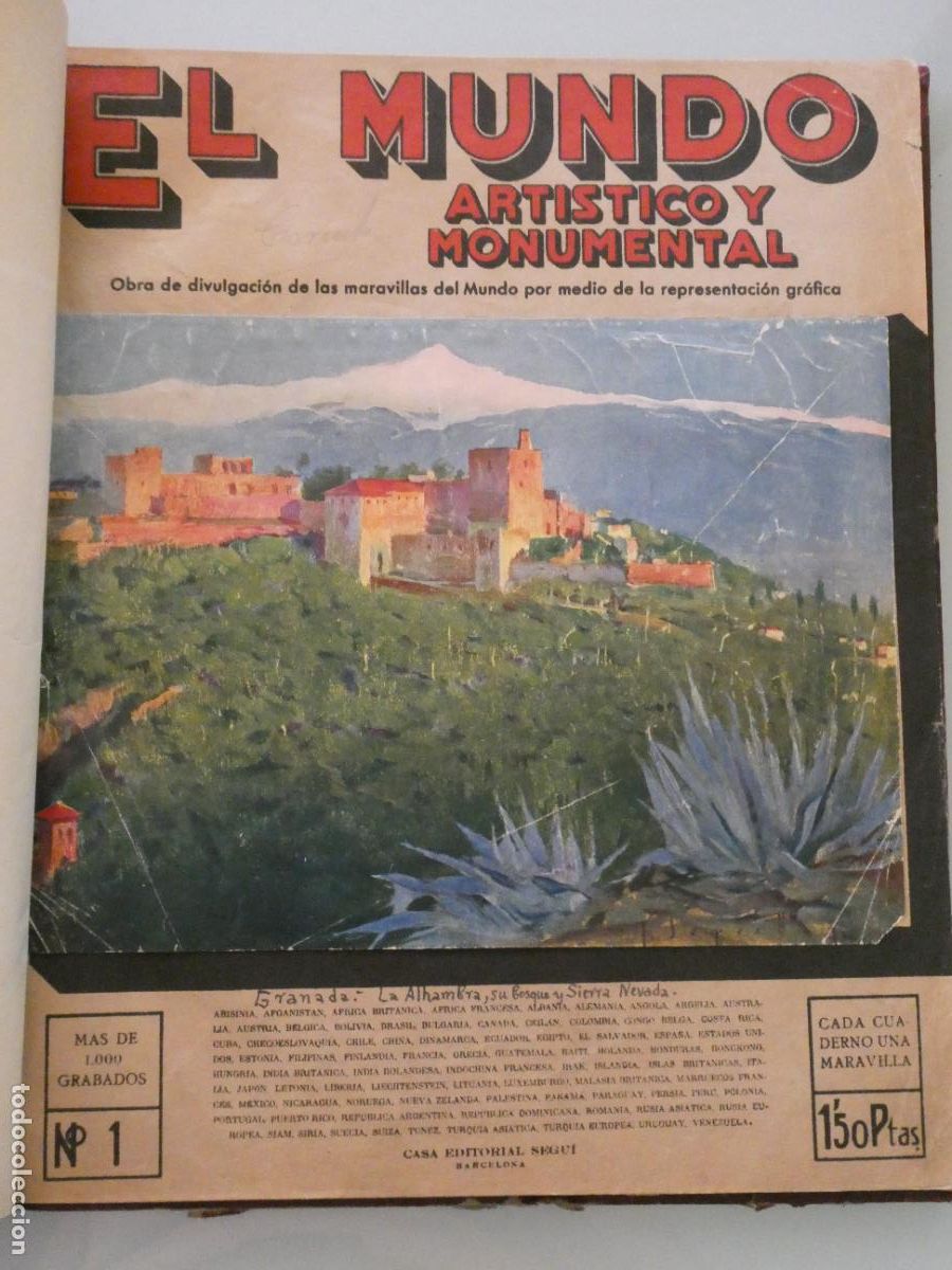 Libros de segunda mano: LIBRO M&Aacute;S DE 1000 GRABADOS FOTOGRAF&Iacute;AS POSTALES MUNDO ART&Iacute;STICO MONUMENTAL 1 ALHAMBRA GRANADA 850GR