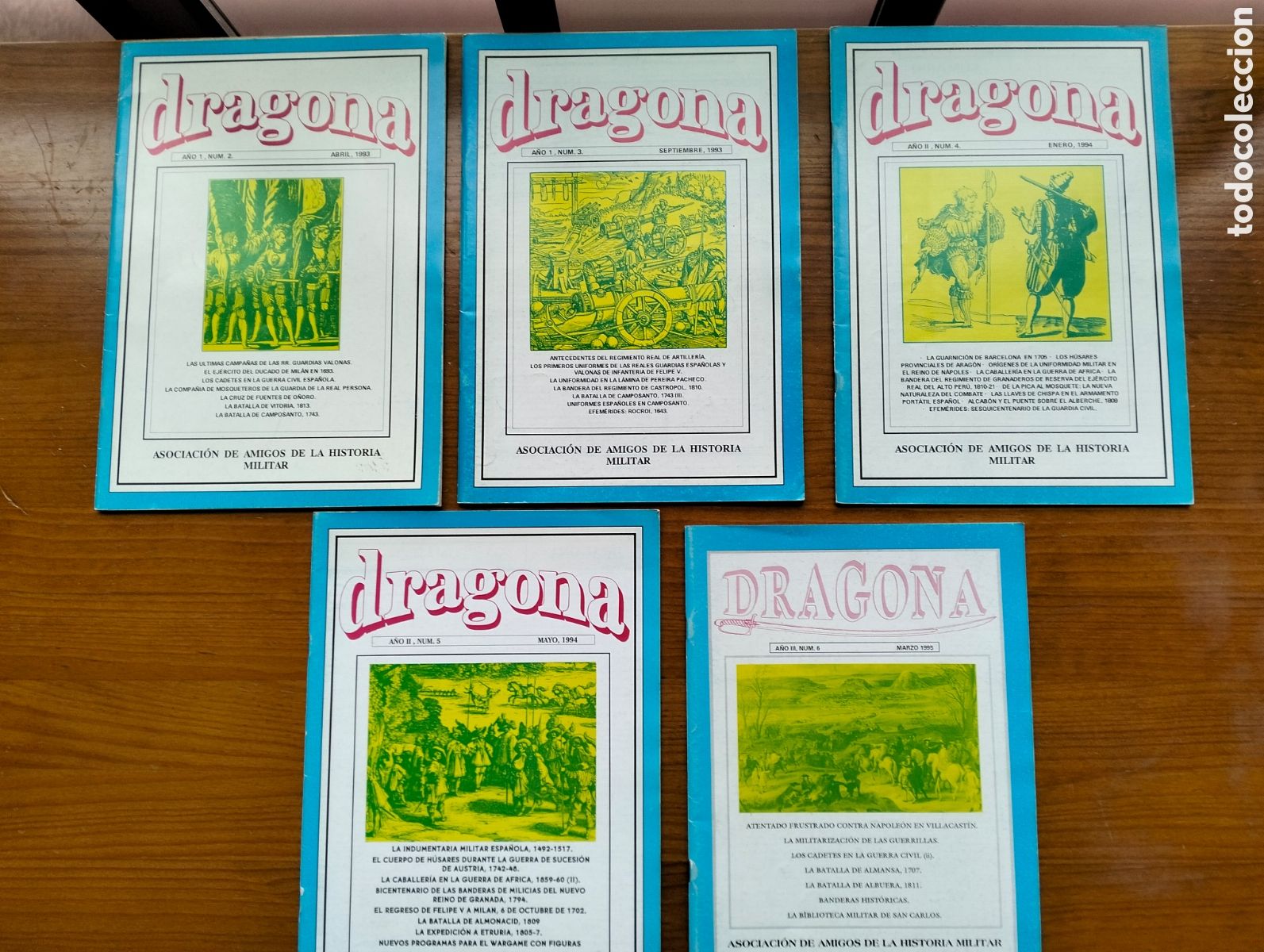 Livres d'occasion: DRAGONA (5 Revistas) Asociaci&oacute;n de Amigos de la Historia Militar, Gr&aacute;ficas RM, 1993-95