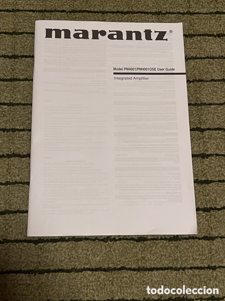 Gebrauchte B&uuml;cher: Manual de instrucciones amplificador MARANTZ PM4001 OSE.Gu&iacute;a usuario.User Guide.Integrated Amplifier