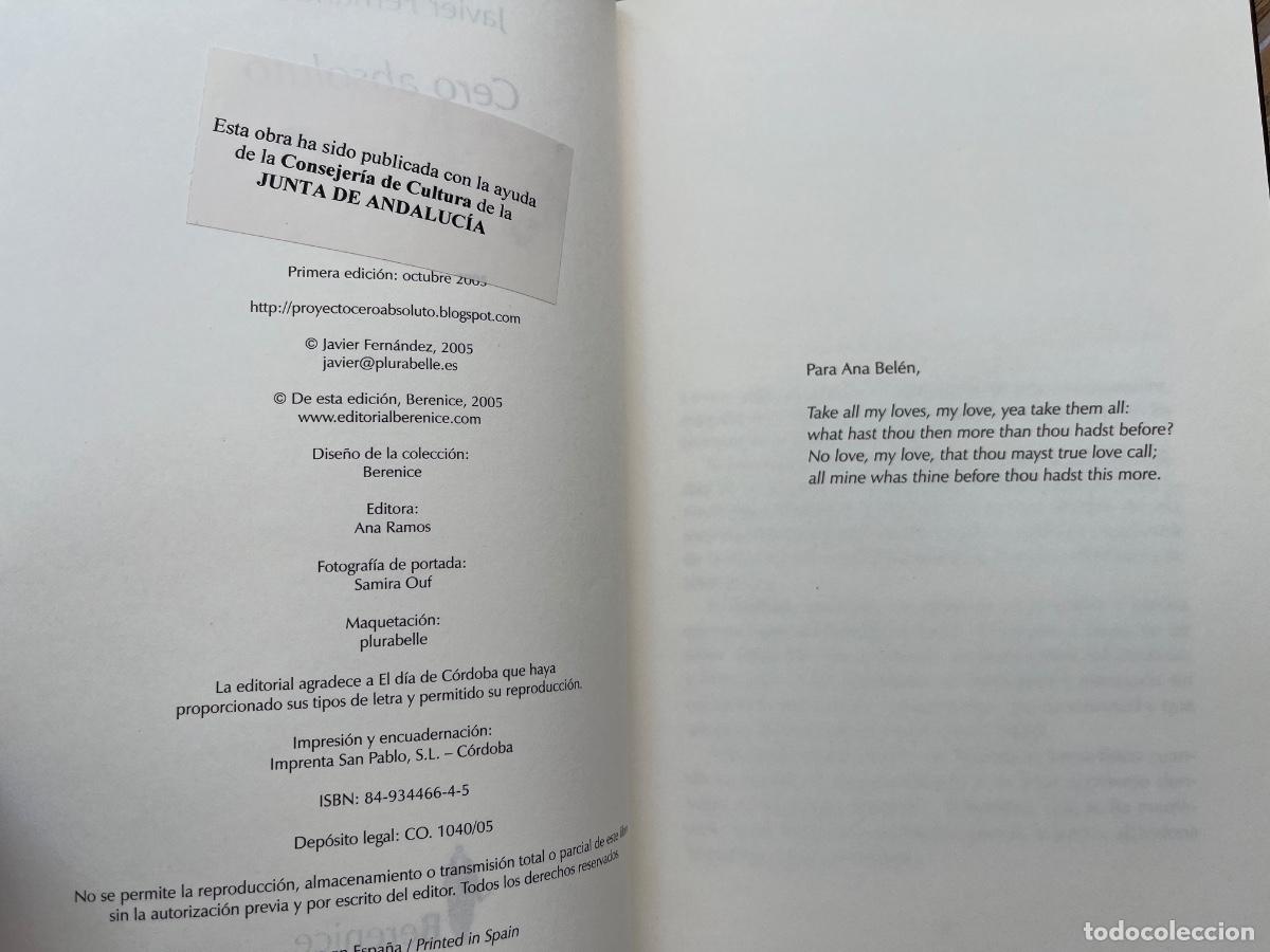 Libros de segunda mano: CERO ABSOLUTO. JAVIER FERN&Aacute;NDEZ - Foto 6