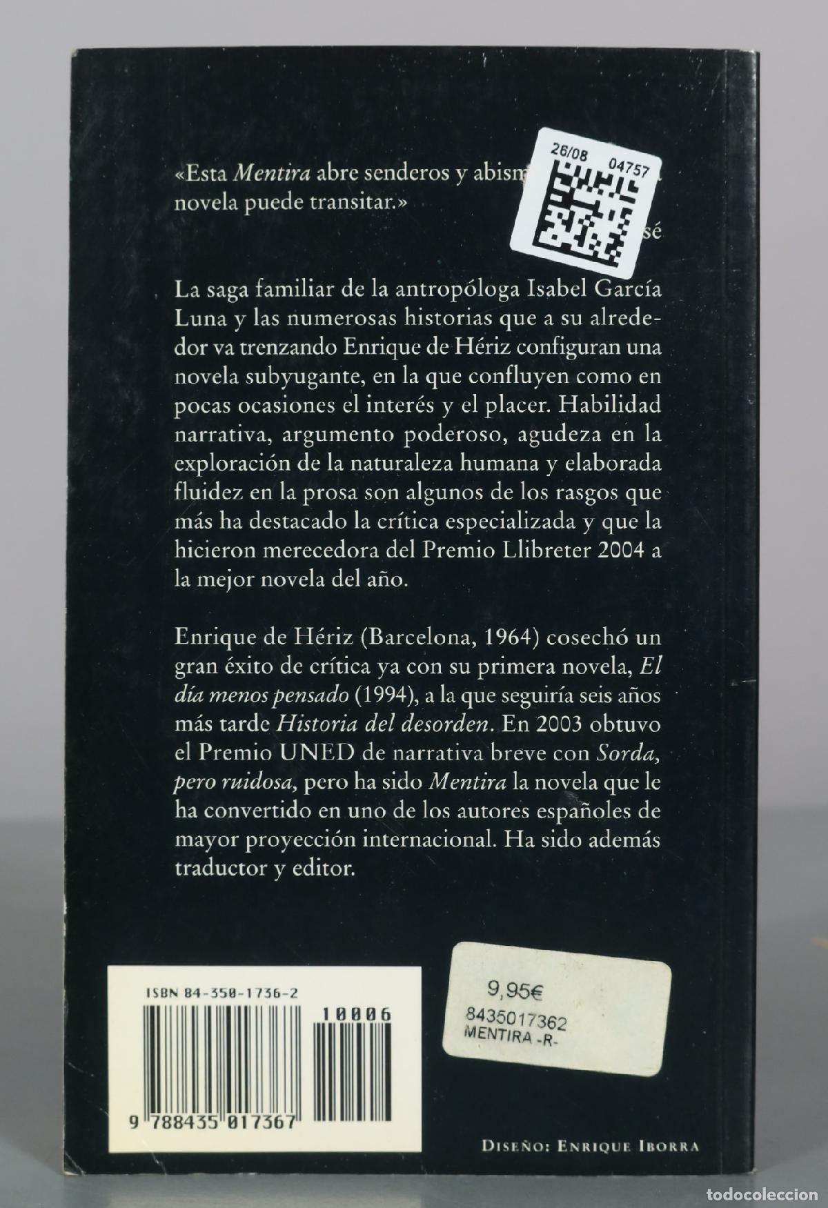 Libros de segunda mano: Mentira - Enrique de H&eacute;riz - Edhasa - Foto 2