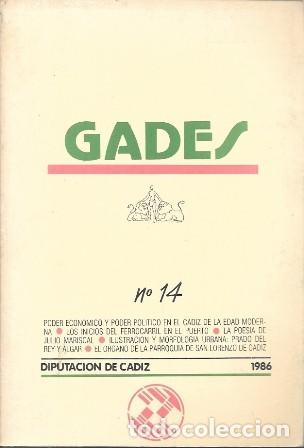 Libros de segunda mano: REVISTA GADES N&ordm; 14 - 1986 DIPUTACION DE CADIZ - A-CA-4569
