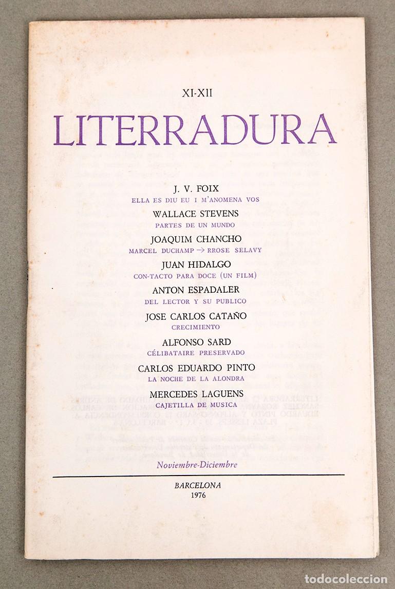 Libros de segunda mano: LITERRADURA - NUM. XI-XII - 1976 - JUAN HIDALGO, FOIX, CHANCHO...