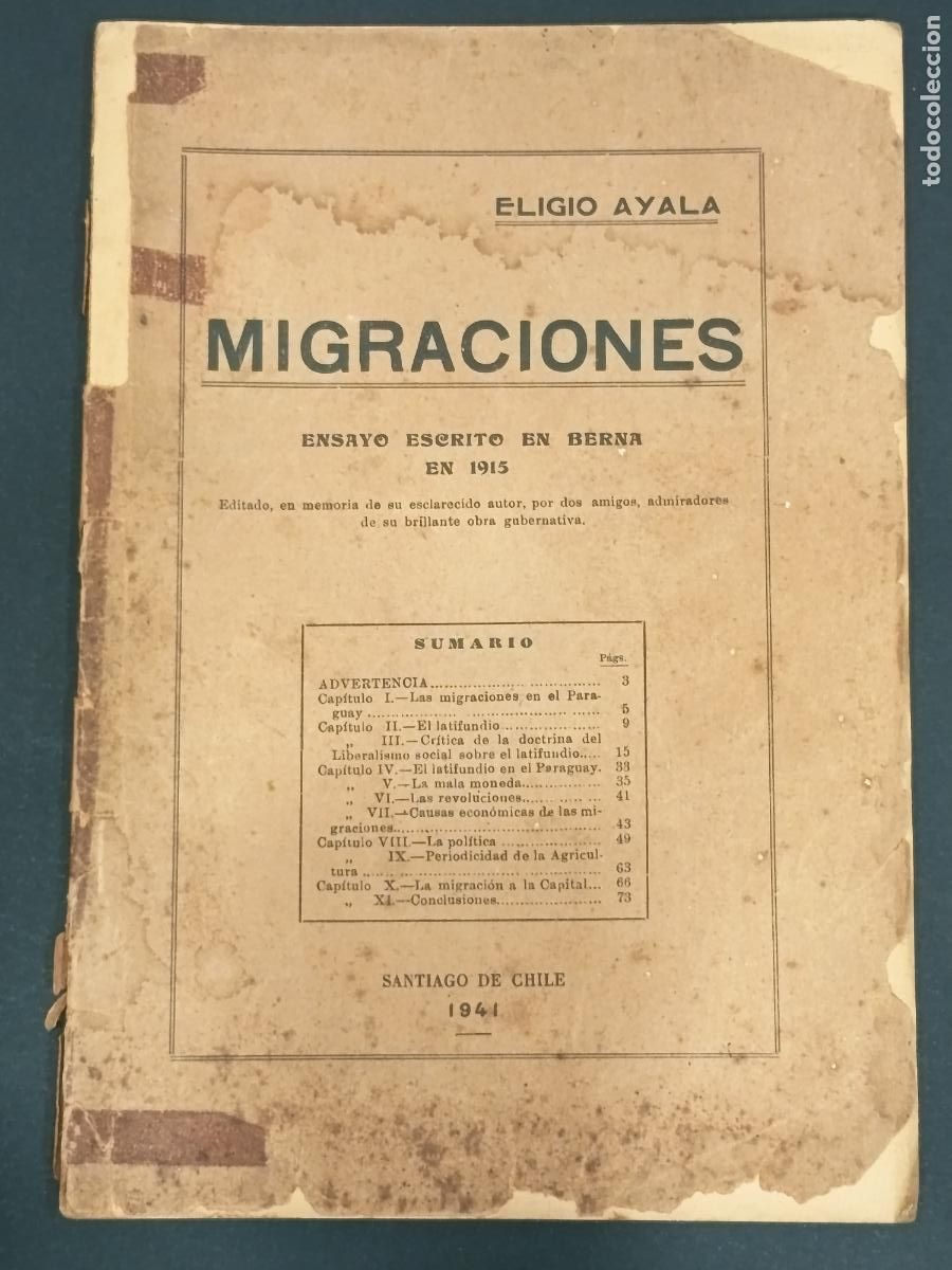 Libros de segunda mano: 1941 - ELIGIO AYALA. Migraciones
