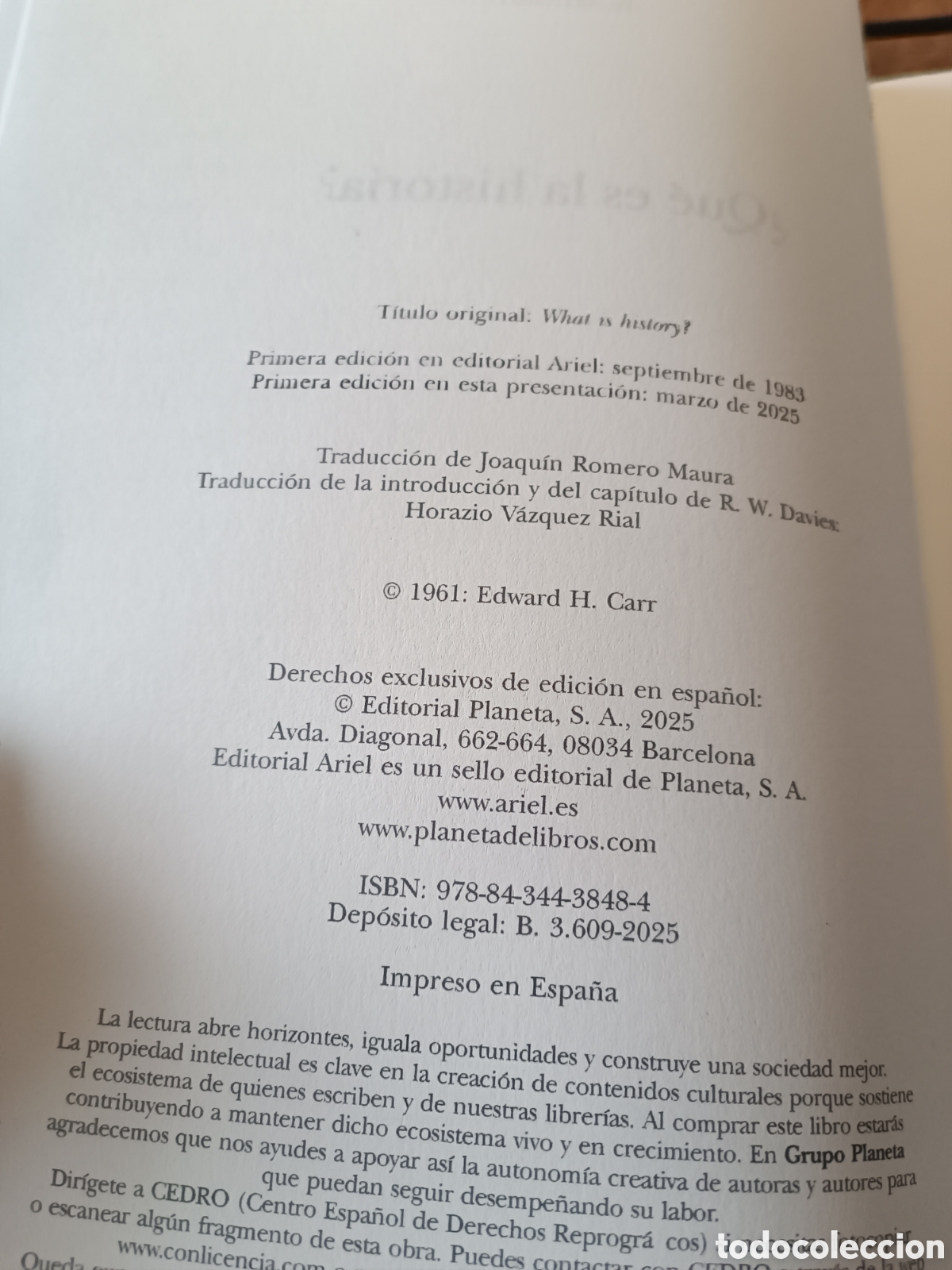 Libros de segunda mano: Que es la historia E H Carr Ariel 2025 ensayo - Foto 4