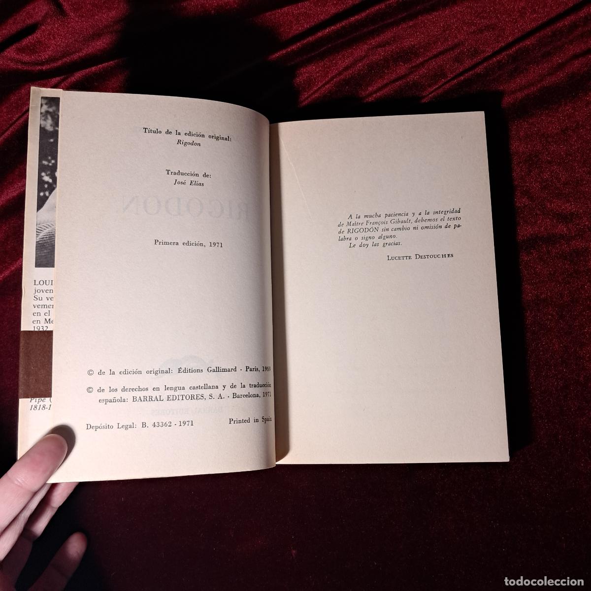 Libros de segunda mano: RIGOD&Oacute;N. Louis-Ferdinand C&eacute;line. Barral Editores 1971 - Foto 3