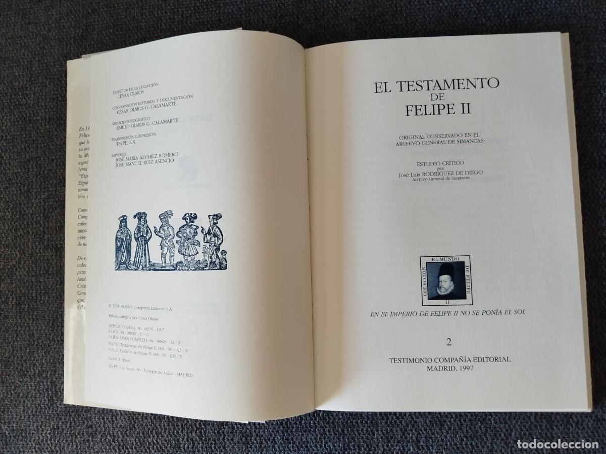 Libros de segunda mano: TESTAMENTO Y CODICILIO DEL REY NUESTRO SE&Ntilde;OR FELIPE II. FACSIMIL. - Foto 10
