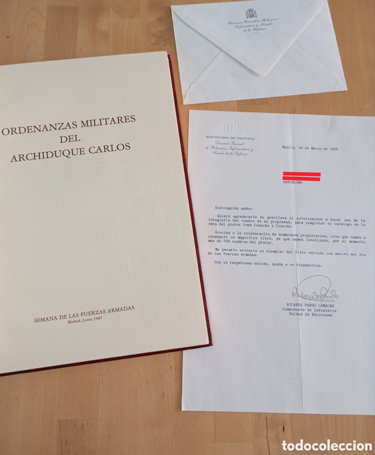 Libros de segunda mano: Con Carta Ministerio Defensa Comandante Infanter&iacute;a Ordenanzas Militares Archiduque Carlos # Cusachs