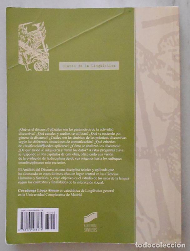 Libros de segunda mano: An&aacute;lisis del Discurso - Covadonga L&oacute;pez Alonso - Editorial S&iacute;ntesis (2014) - Foto 2