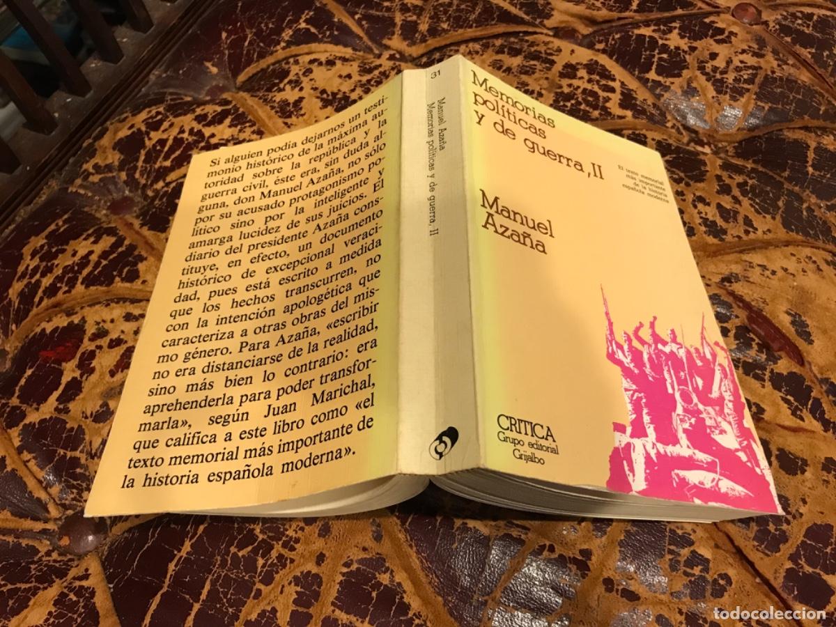 Libros de segunda mano: MANUEL AZA&Ntilde;A. MEMORIAS POL&Iacute;TICAS Y DE GUERRA II. (1936-1939). ED. GRIJALBO, 1981