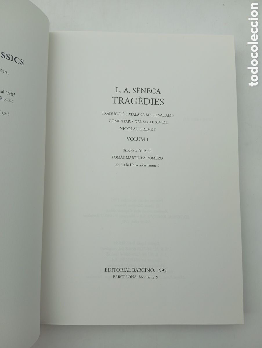 Libros de segunda mano: L. A. S&eacute;neca Trag&egrave;dies edici&oacute; Barcino 1995 - Foto 3