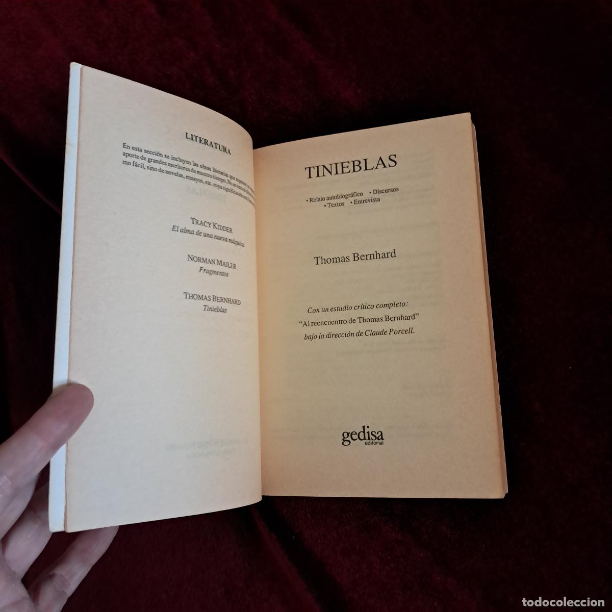 Libros de segunda mano: TINIEBLAS. Thomas Bernhard. Ed. Gedisa 1987 - Foto 3