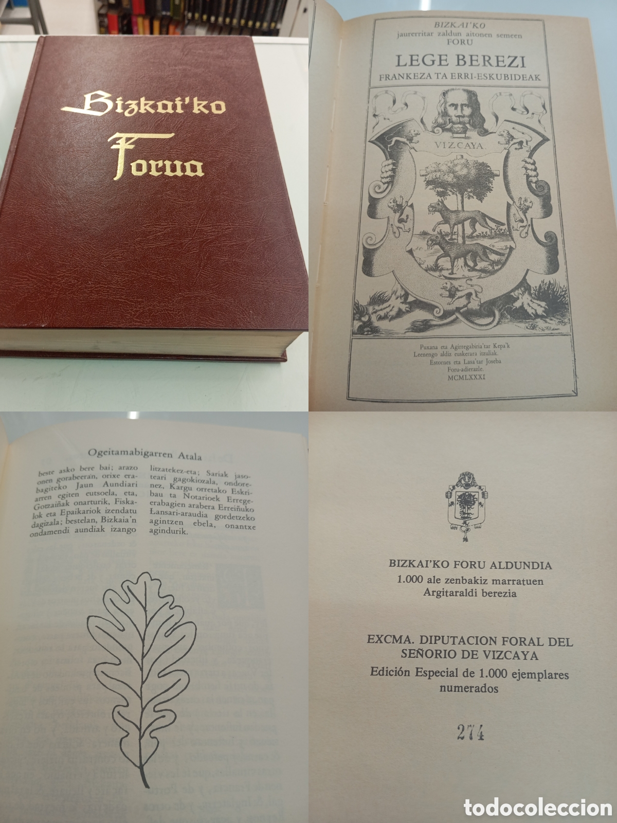 Libros de segunda mano: FUERO DE VIZCAYA BIZKAIKO FORUA PRIMERA TRADUCCION AL EUSKERA FACSIMIL 1643 NUMERADO JUNTAS GERNIKA